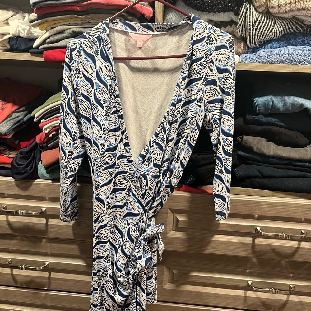Lilly Pulitzer Blue and White Patterned Dress
